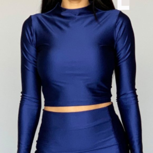 High Neck Long Sleeve Crop Top - Picture 1 of 1